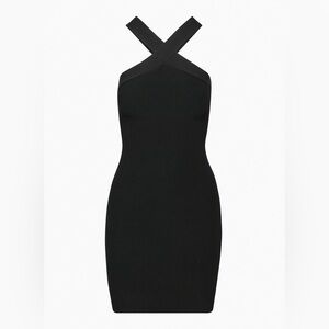 Aritzia Babaton Sculpt Knit Criss Cross Dress in Black (Size 2XS)